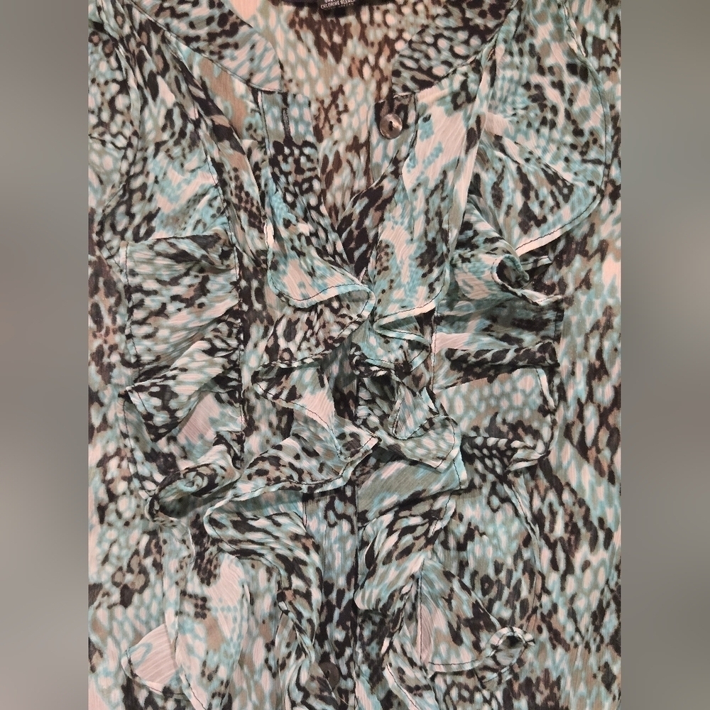 NWOT Alfani Patterned Ruffle Top - Picture 4 of 7
